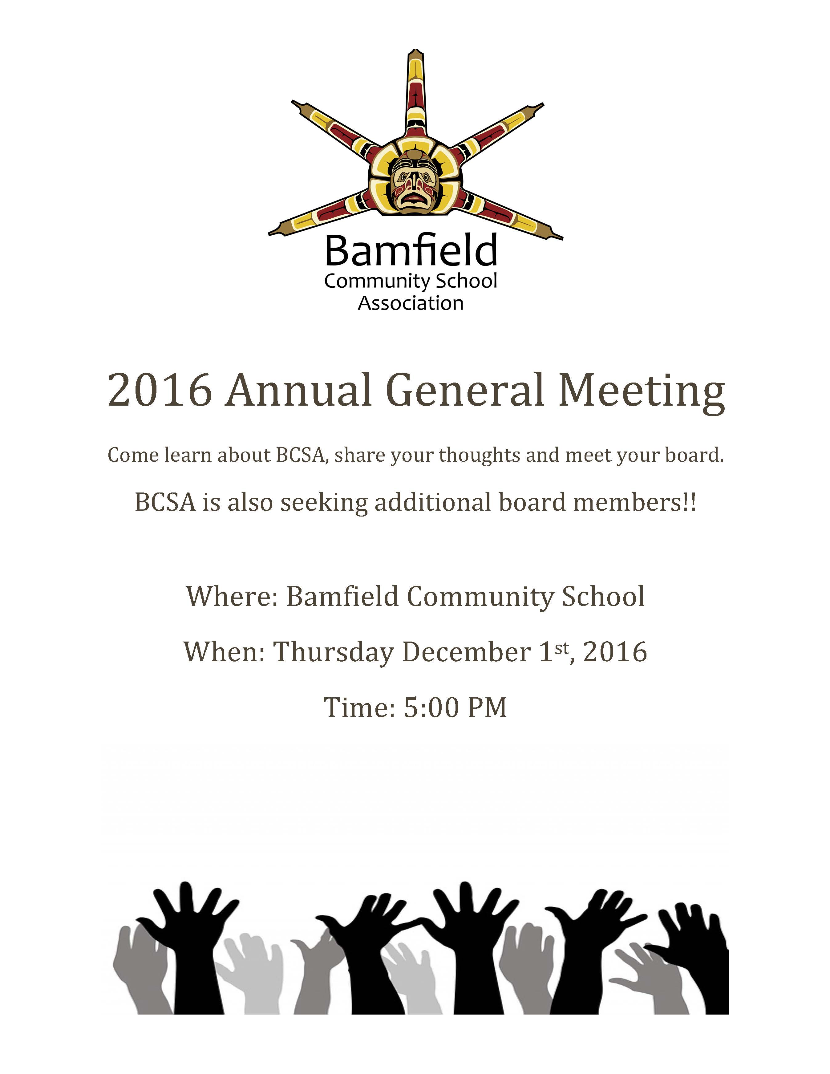 Please join us for the BCSA 2016 AGM!
